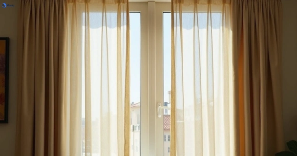 Dusty and dull curtains in gladesville-nsw before steam cleaning